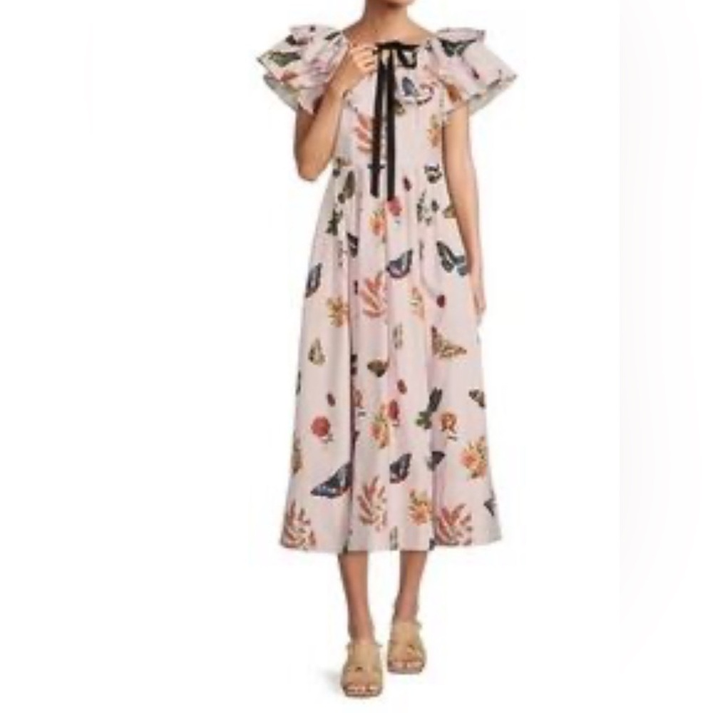 ANTONIO MELANI Floral Midi Dress - Pink and Black